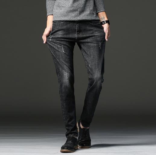 Men's autumn and winter style long pants, Korean-style trendy slim-fit skinny pants, black stretch pants