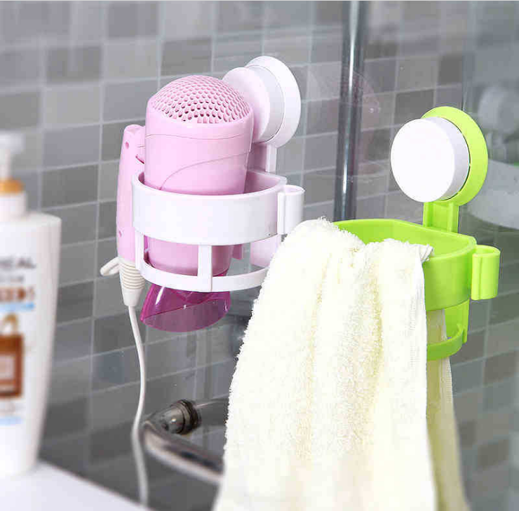 Bathroom powerful suction cup hair dryer rack, bathroom hair dryer storage rack, plastic air duct rack