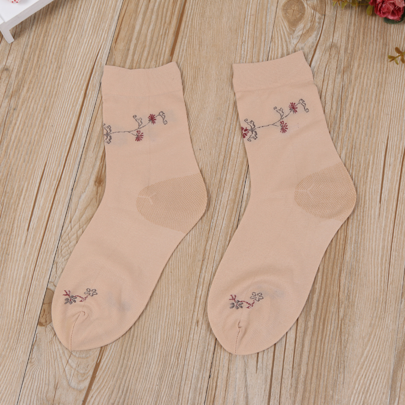 夏季女士袜子加厚有跟提花短丝袜2个色详情图3