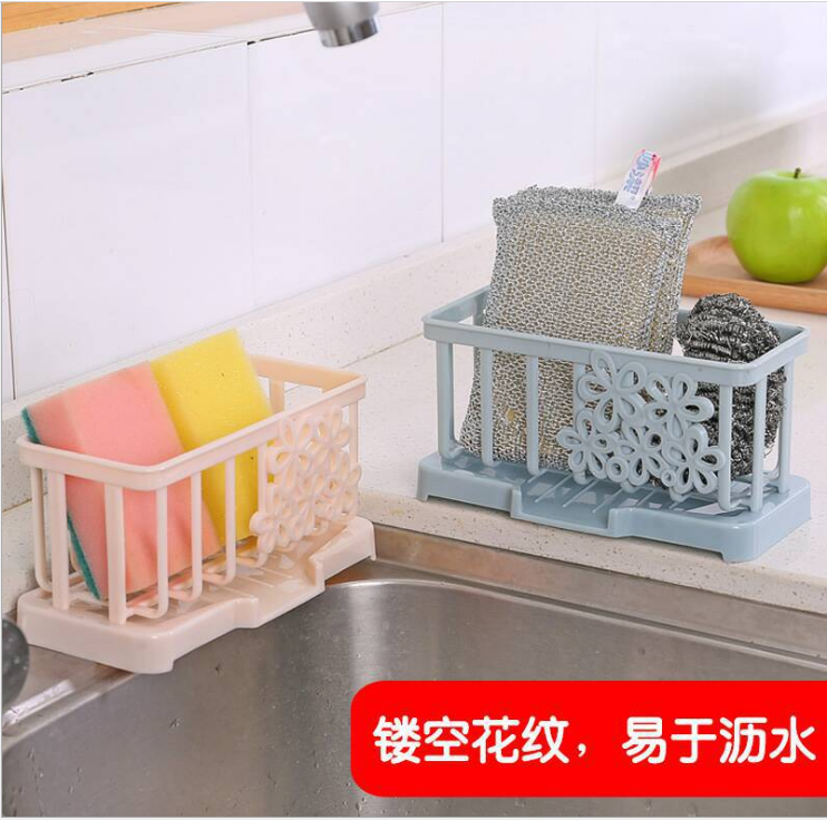 居家塑料沥水架 海绵置物收纳架 厨房台面清洁抹布架