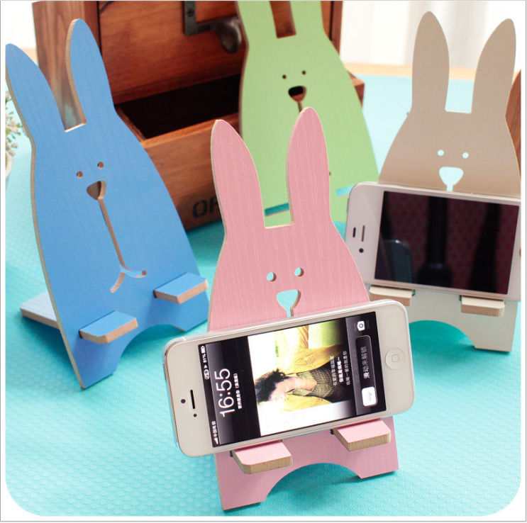 T S-F15 Cute Wooden DIY mobile phone Stand, creative bedside mobile phone stand