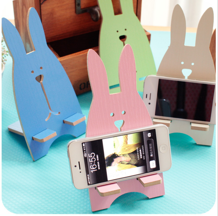 T S-F15 Cute Wooden DIY mobile phone Stand, creative bedside mobile phone stand details Picture