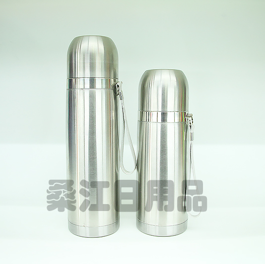 双层不锈钢子弹头保温杯本色吊带提绳水杯促销礼品杯可印字LOGO