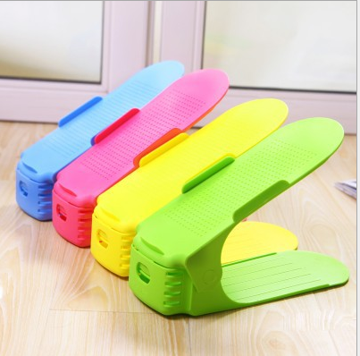 简易炫彩多功能创意可伸缩双层整理鞋架 塑料收纳整理架