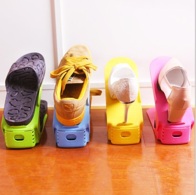 Simple, colorful, multi-functional, creative, retractable double-layer shoe rack and plastic storage rack Specification image