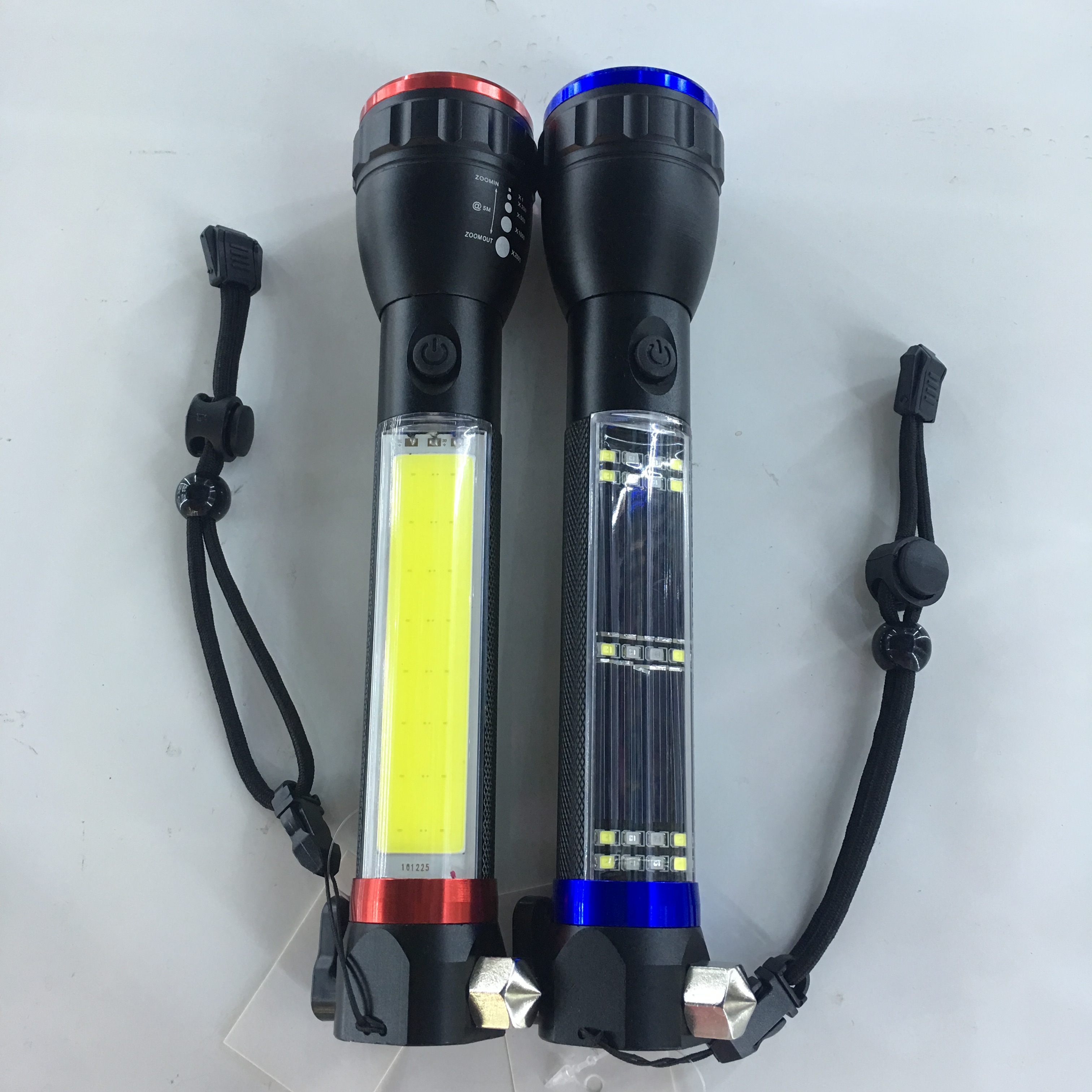 Solar flashlight, COB high-intensity flashlight, safety hammer flashlight, USB charging flashlight, factory direct sales