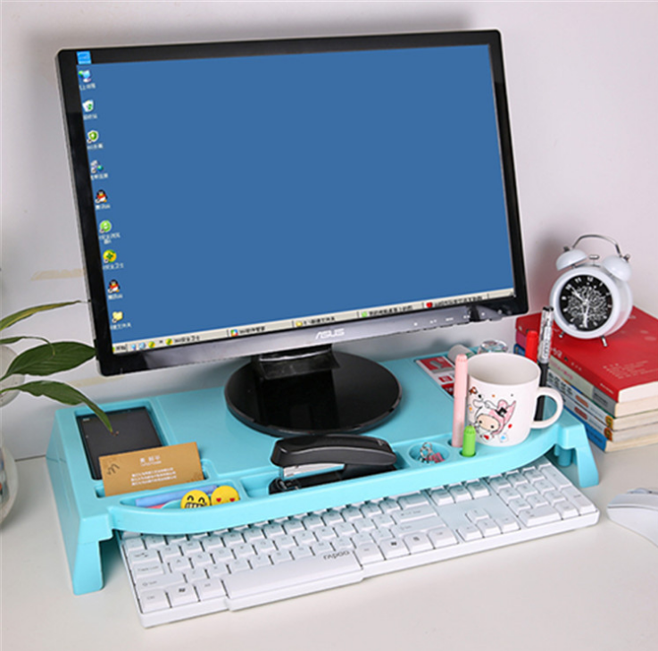 The patent creative display heightening frame can increase the height of the divided desktop office keyboard storage rack