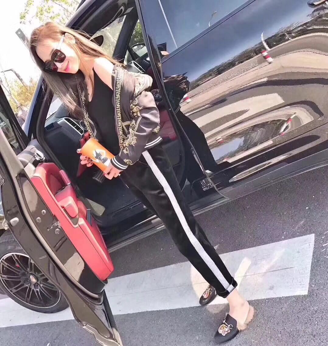 韩国金丝绒银边小脚裤 保暖裤 哈伦裤