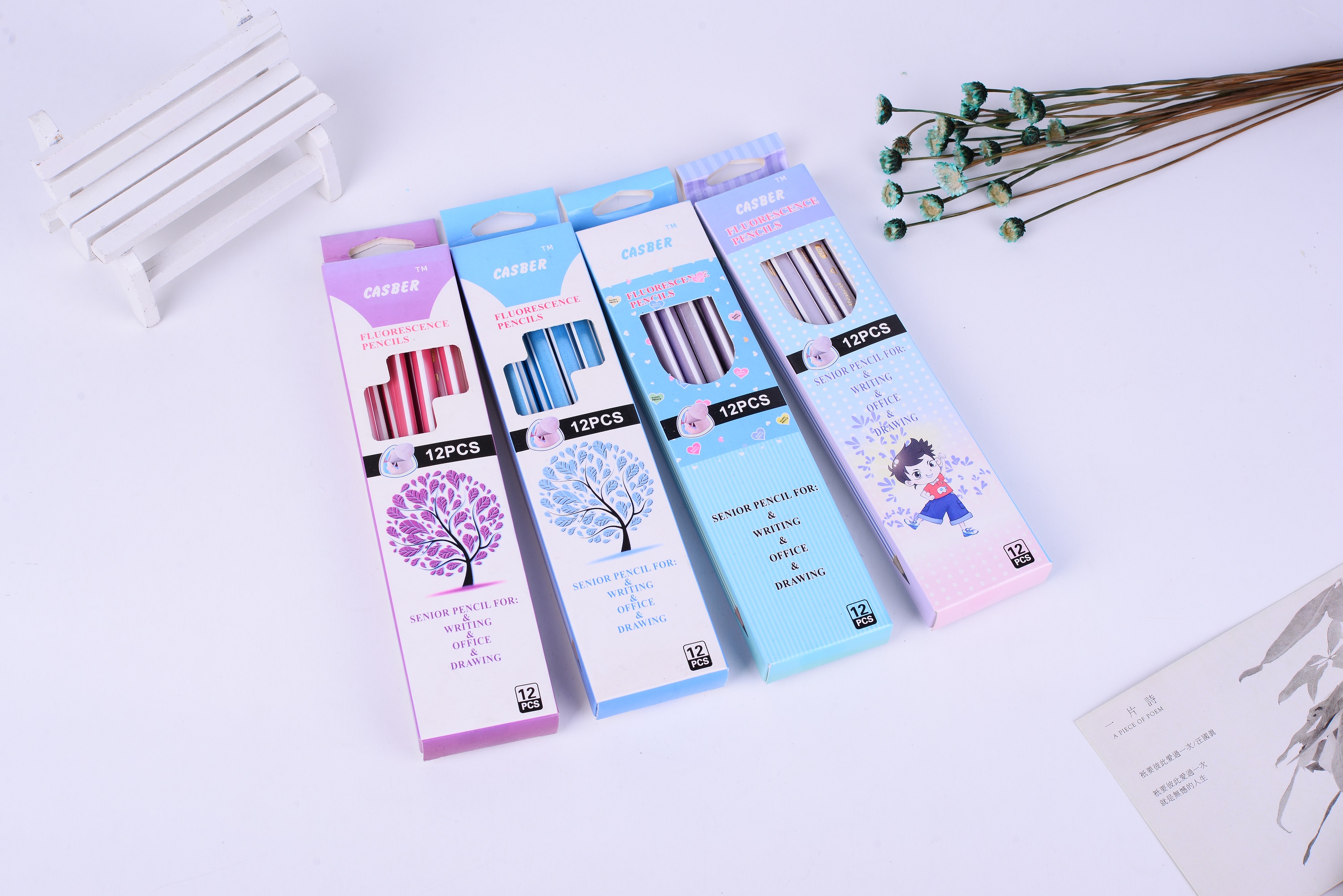 12 pearl triangle softening wood pencils