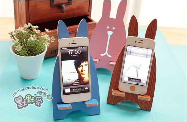 T S-F15 Cute Wooden DIY mobile phone Stand, creative bedside mobile phone stand Specification image