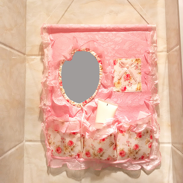 田园蕾丝花边镜子收纳挂袋居家日用9.9十元店货源义乌精品批发