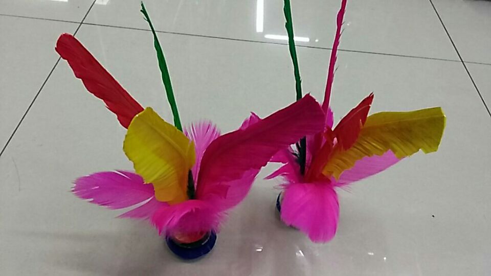 鸡毛毽子毽子鸡毛毽球健身娱乐橡胶加厚耐用胶底彩色鹅毛毽子细节图