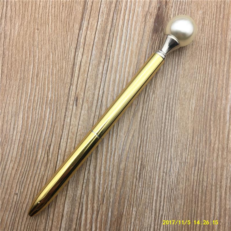 New style ballpoint pen, cute stationery, rotating metal pen gift, white pearl ballpoint pen details Picture