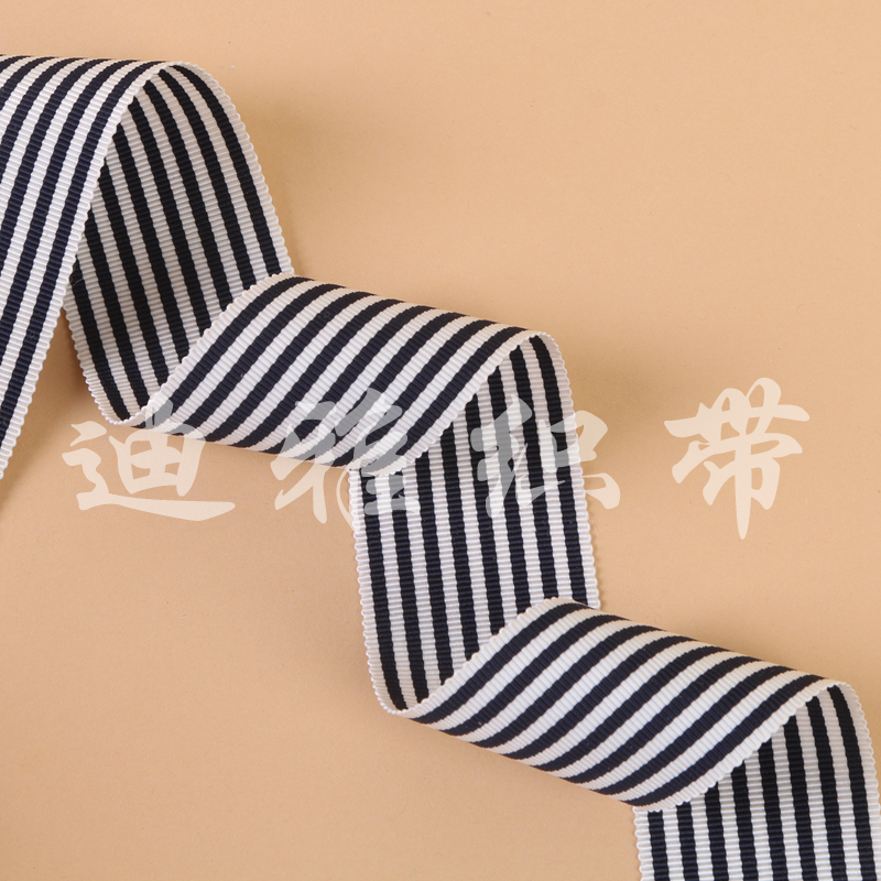 4Cm Black And White Pinstripe Hat Band Intercolor Ribbon Elastic Ribbon Textile Accessories Manufacturers Wholesale Specification drawing