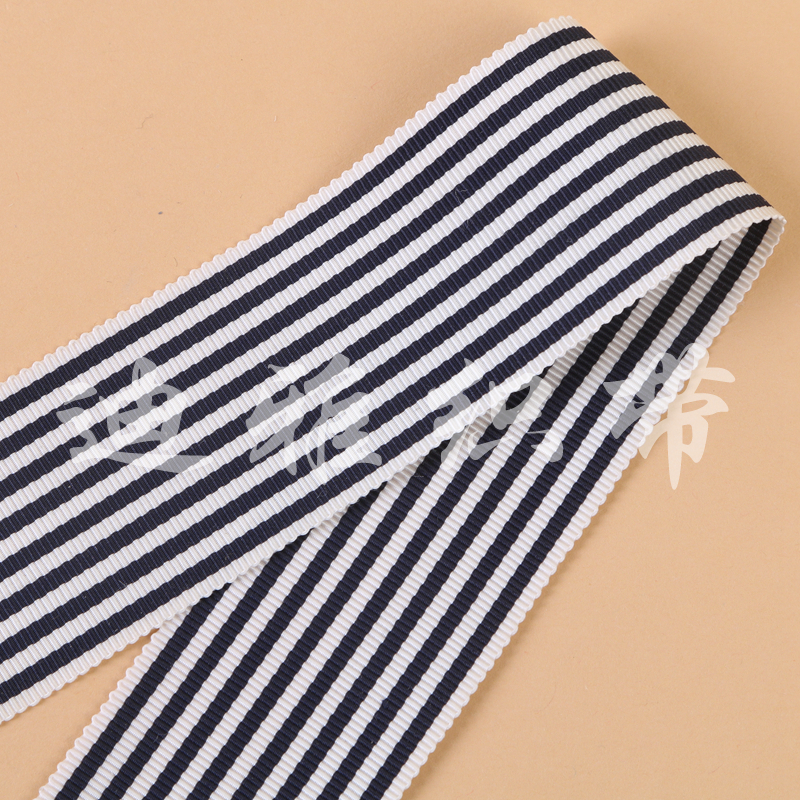 4Cm Black And White Pinstripe Hat Band Intercolor Ribbon Elastic Ribbon Textile Accessories Manufacturers Wholesale details Picture