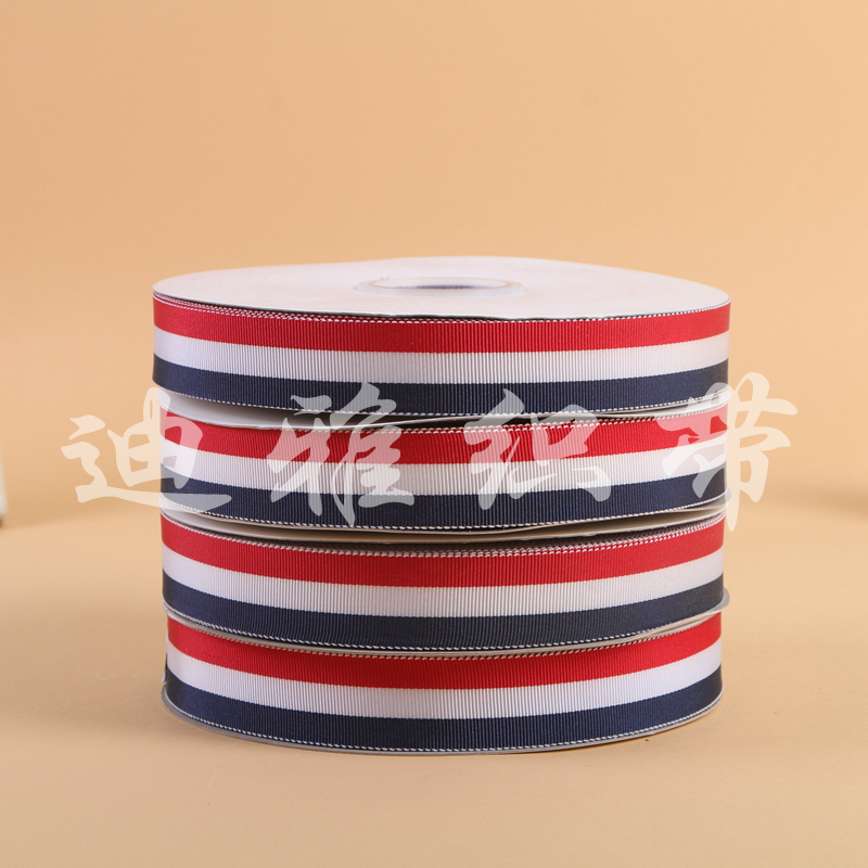 Red, white and blue striped ribbed webbing, hat strap, ribbon clothing accessories Application Scenario