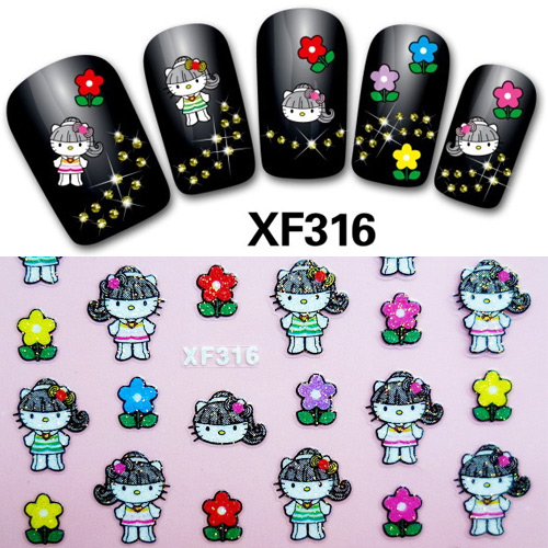 美甲饰品 环保卡通猫儿童孕妇光疗胶贴纸3D立体贴花