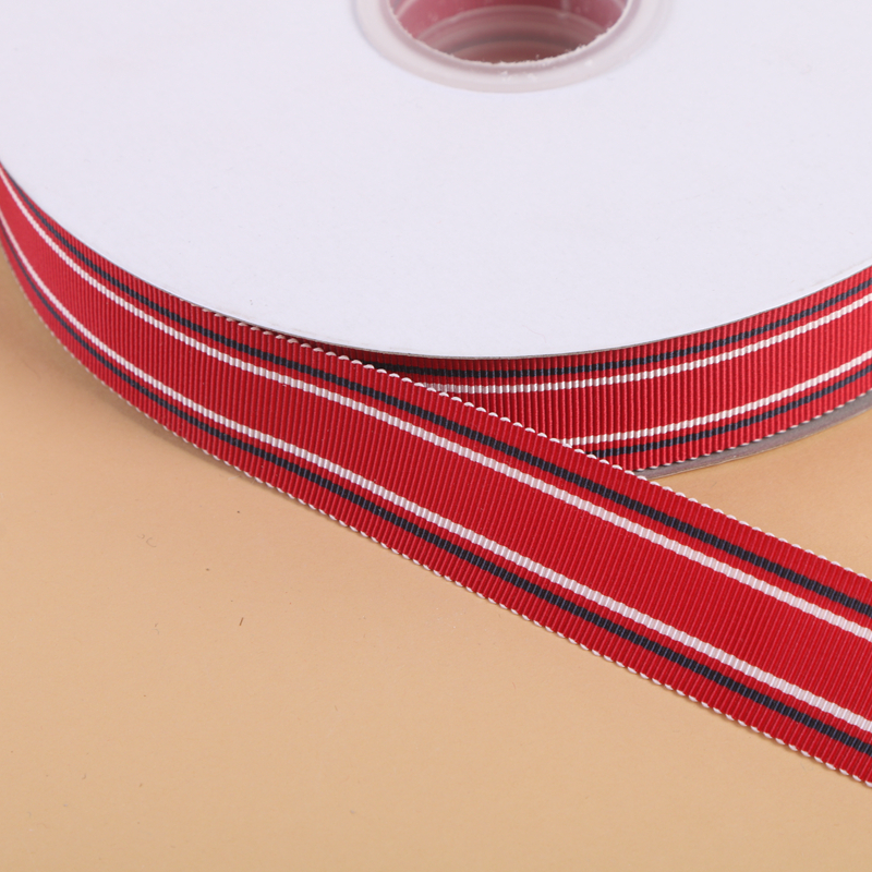 English Style Ribbon Ribbed Ribbon Black, White And Red Striped Ribbon full figure