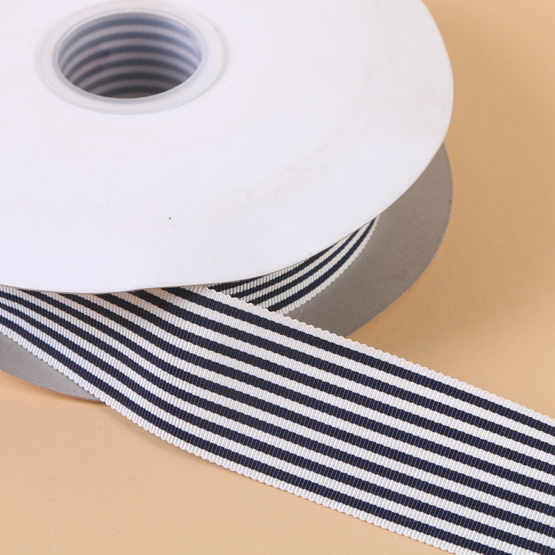4Cm Black And White Pinstripe Hat Band Intercolor Ribbon Elastic Ribbon Textile Accessories Manufacturers Wholesale