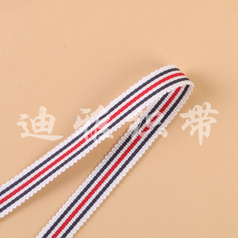 Manufacturers Direct Sales Black Red White Stripes And Jacquard Horizontal Ribbon Ribbon
