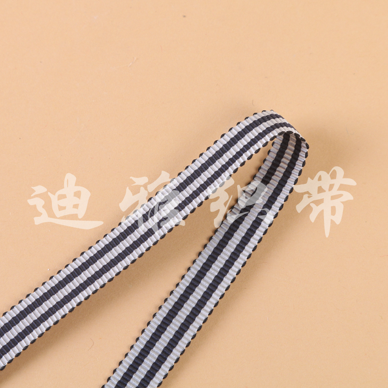 Manufacturers Direct Jump Point Striped Black And White Ribbon Polyester Ribbon Decorative Ribbon details Picture
