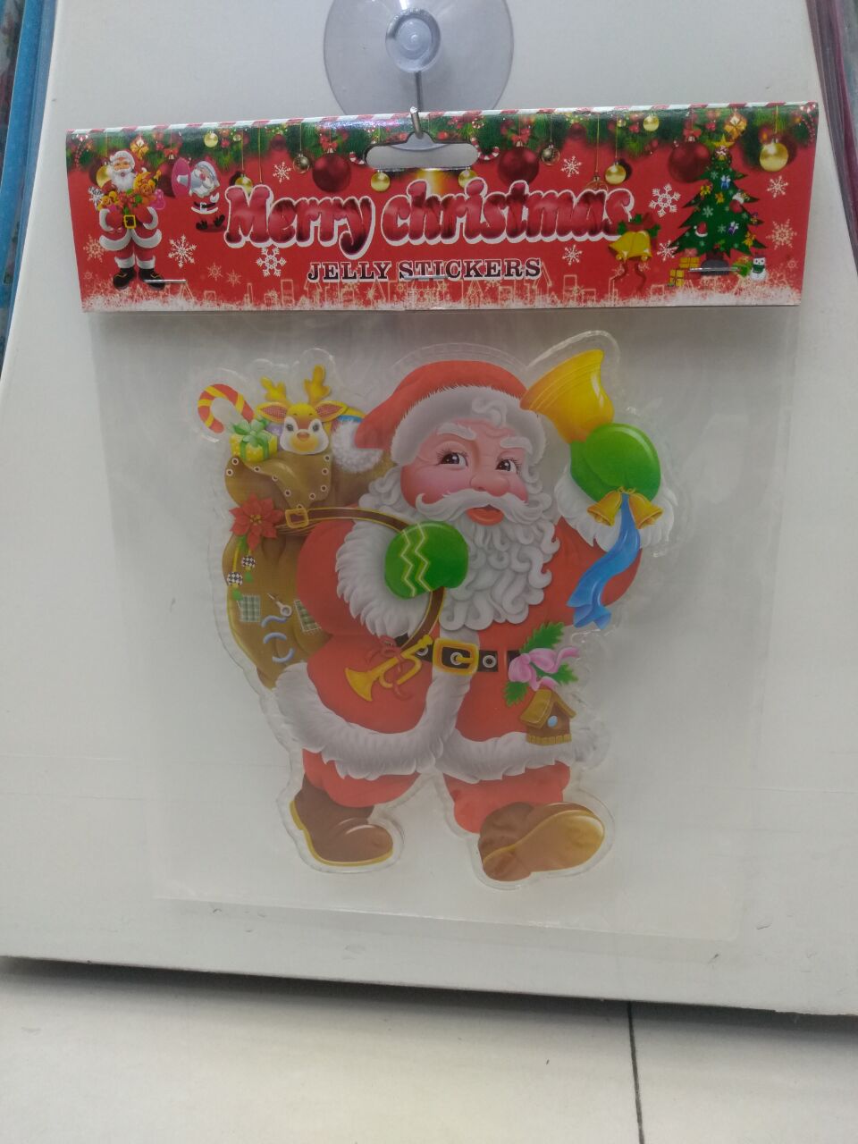 圣诞系列果冻贴 新款圣诞老人 圣诞树 无痕随意贴