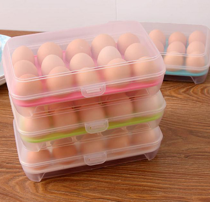 日式15格鸡蛋防碰撞收纳盒 冰箱鸡蛋收纳保鲜盒 鸡蛋格蛋托产品图