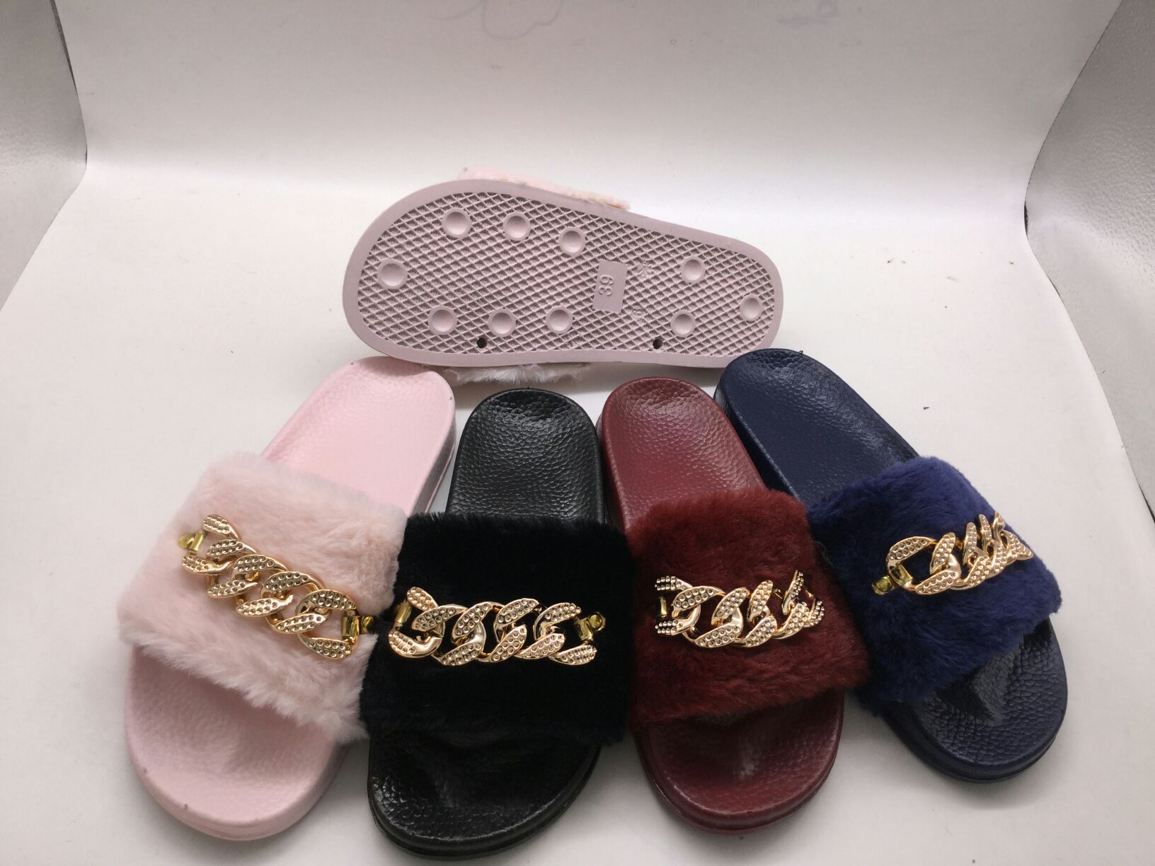 Chain hair slipper women's slipper plush