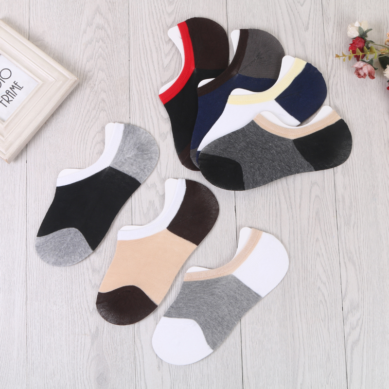 男款拼色平板低帮浅口舒适隐形棉袜船袜细节图
