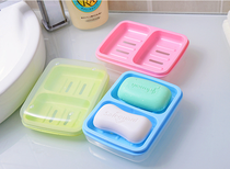 Factory direct sales double double body waterproof soap box with cover fashion double bar soap box drain plastic soap box