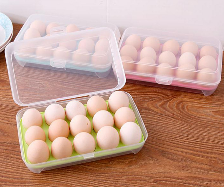 日式15格鸡蛋防碰撞收纳盒 冰箱鸡蛋收纳保鲜盒 鸡蛋格蛋托细节图