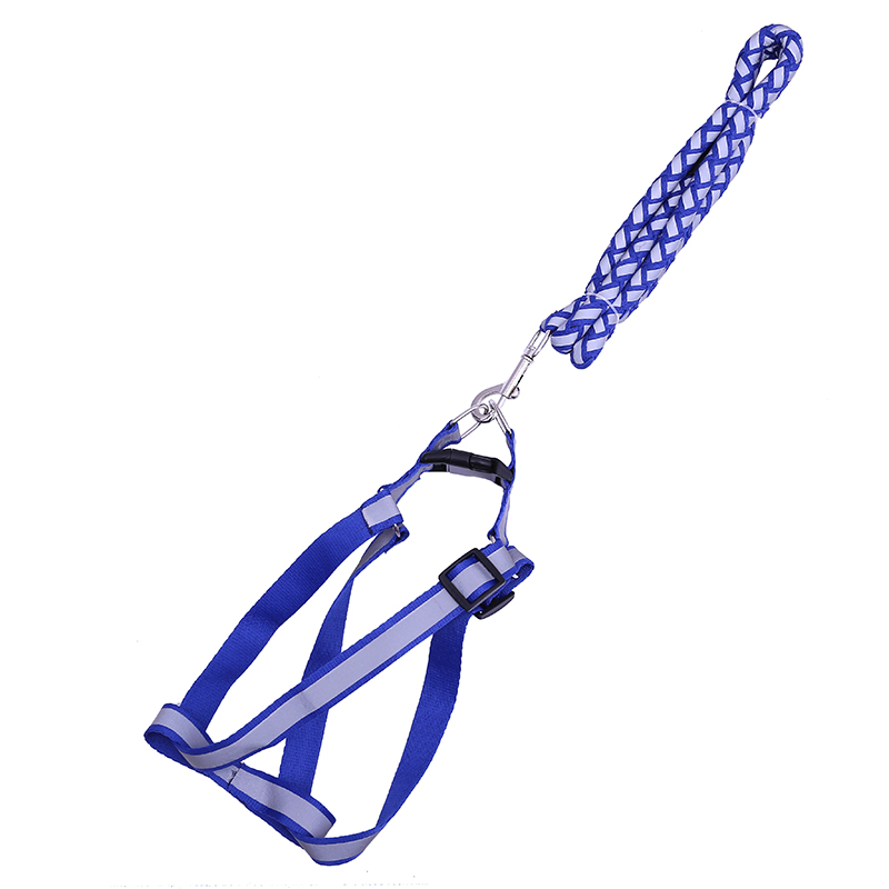 Factory direct sales of pet supplies, pet reflective hand-woven round rope chest and back