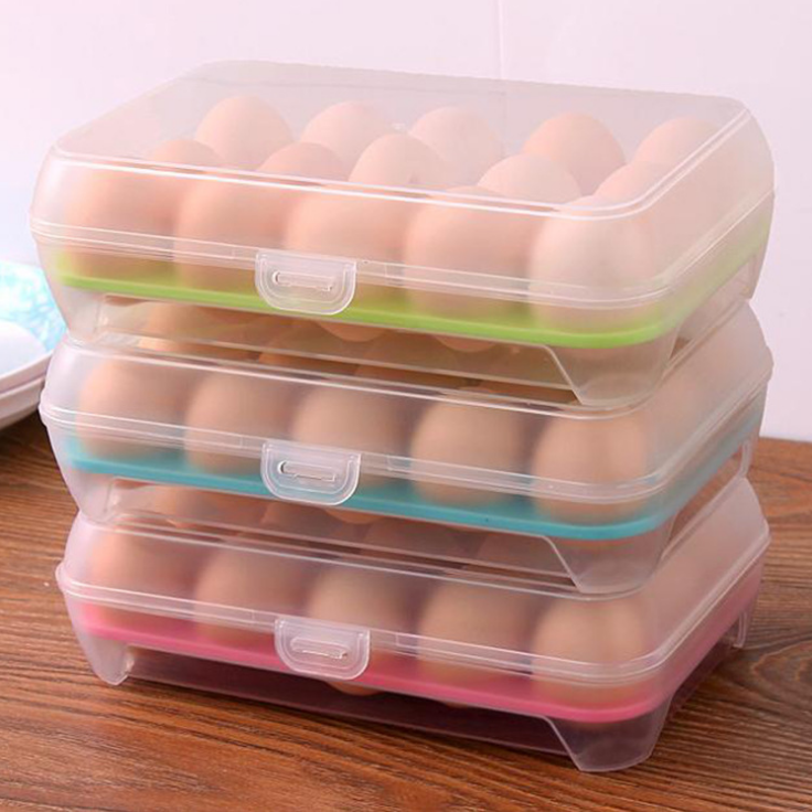 厨房15格鸡蛋盒冰箱保鲜盒便携鸡蛋收纳盒塑料鸡蛋盒蛋托蛋格