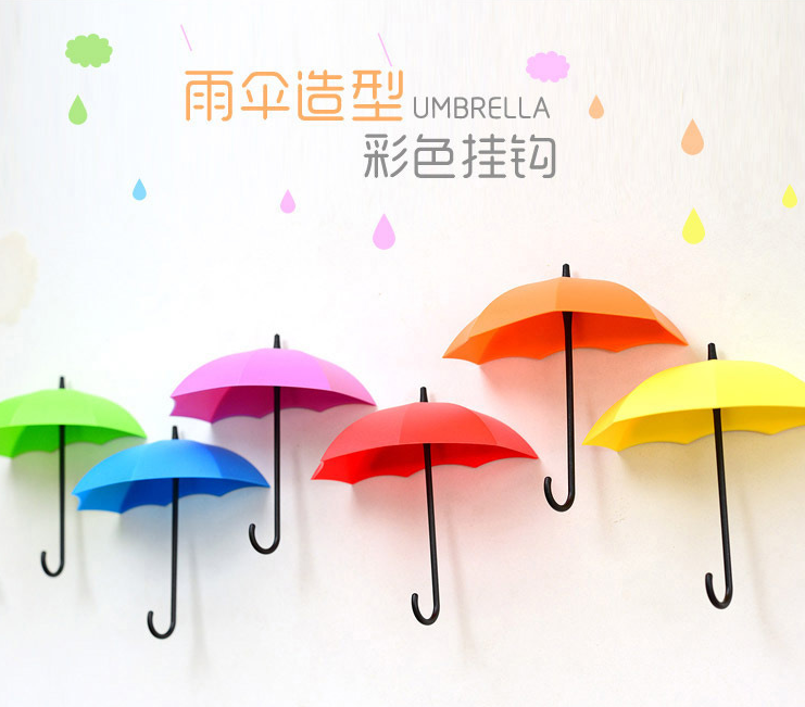 Factory direct sales, creative and cute wall adhesive hooks, bathroom adhesive towel storage rack, umbrella hook storage Specification image