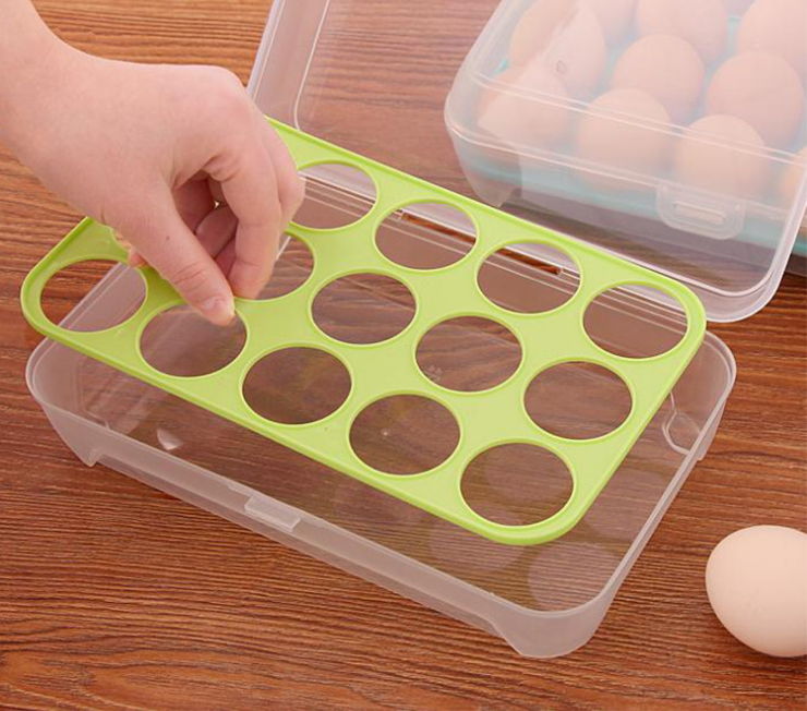厨房15格鸡蛋盒冰箱保鲜盒便携鸡蛋收纳盒塑料鸡蛋盒蛋托蛋格细节图