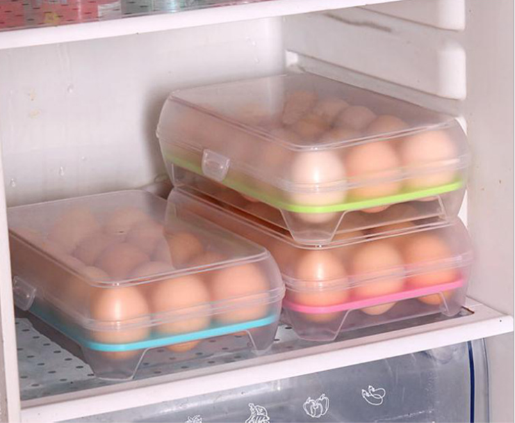 厨房15格鸡蛋盒冰箱保鲜盒便携鸡蛋收纳盒塑料鸡蛋盒蛋托蛋格产品图