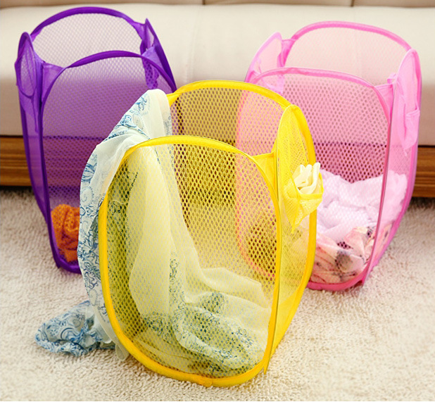 Foldable color mesh dirty clothes basket Dirty clothes toy storage basket clothes storage and sorting frame