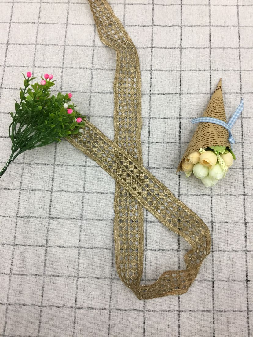 Gold Thread Water Soluble Lace Lace Dress Lace Accessories Lace Off-The-Shelf Custom Lace details Picture