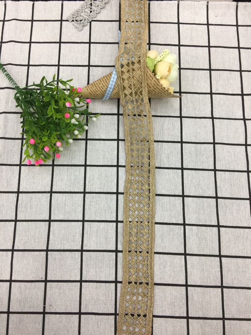 Gold Thread Water Soluble Lace Lace Dress Lace Accessories Lace Off-The-Shelf Custom Lace