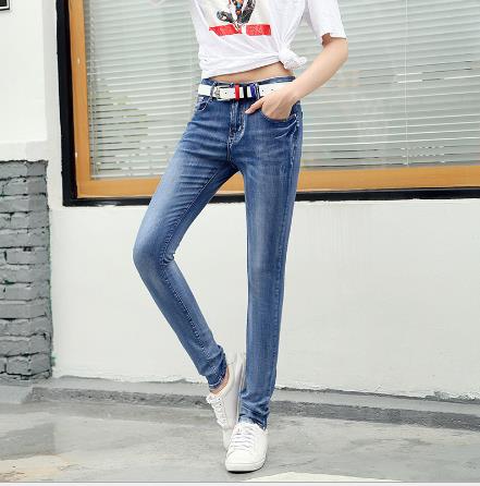 2017 autumn/winter new jeans female Korean version of high-waisted pencil pants stretch plus size pants