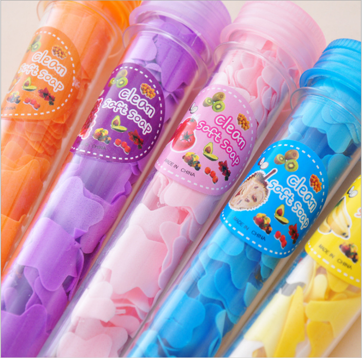 Hand travel with knife in test tube soap flower small soap paper soap flower
