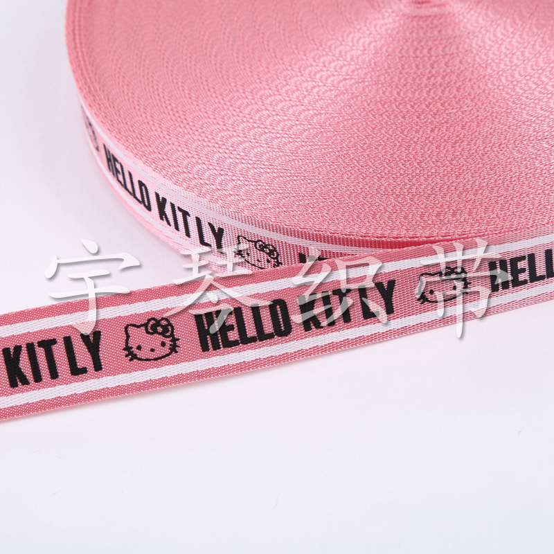 英文HK猫咪多色印花螺纹带礼品包装彩带缎带产品图