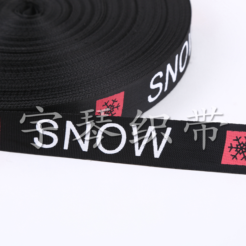 snow雪花英文螺纹彩色印花织带辅料配件产品图