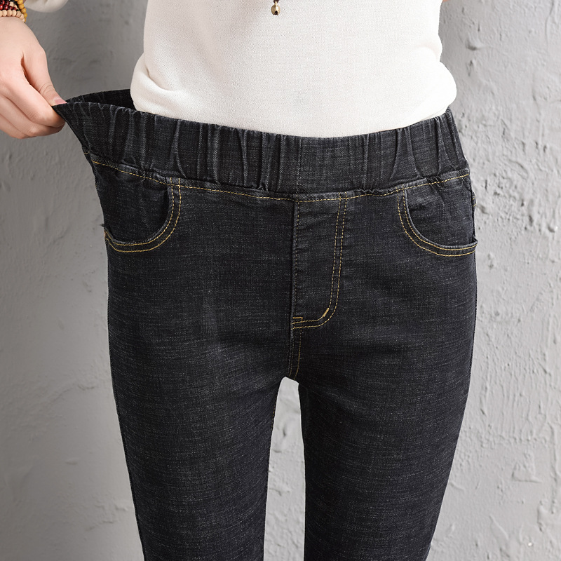 New women's skinny jeans, stretched-waist mid-waist jeans, versatile grey jeans for women Application Scenario
