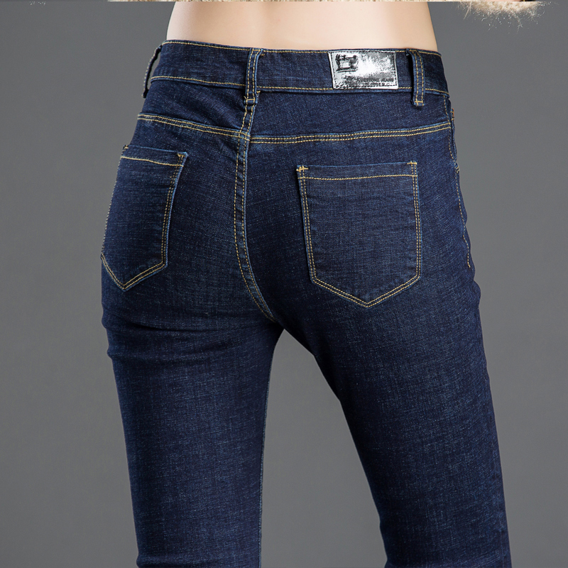 Chu Dan style/fleece style autumn and winter jeans for women, high-waisted thickened fleece stretch skinny jeans, versatile