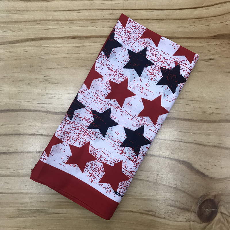 Pure cotton multi-color five-pointed star outdoor bandana handkerchief sports sweat absorption scarf square 55CM thumbnail