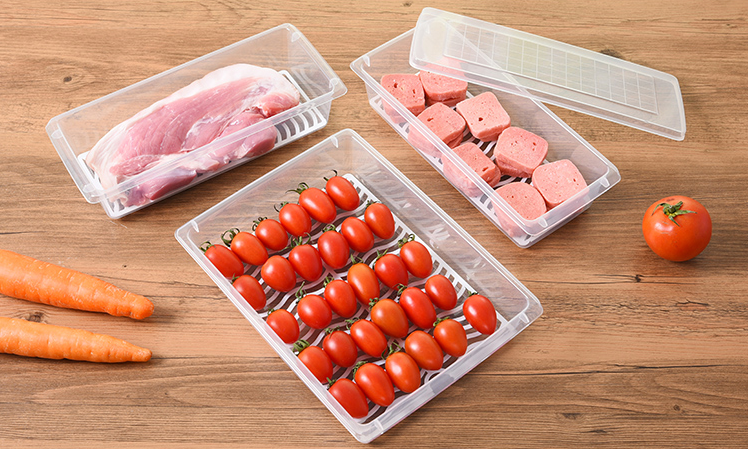 厨房长方形冰箱沥水保鲜盒塑料水果盒子食品密封冷冻收纳盒