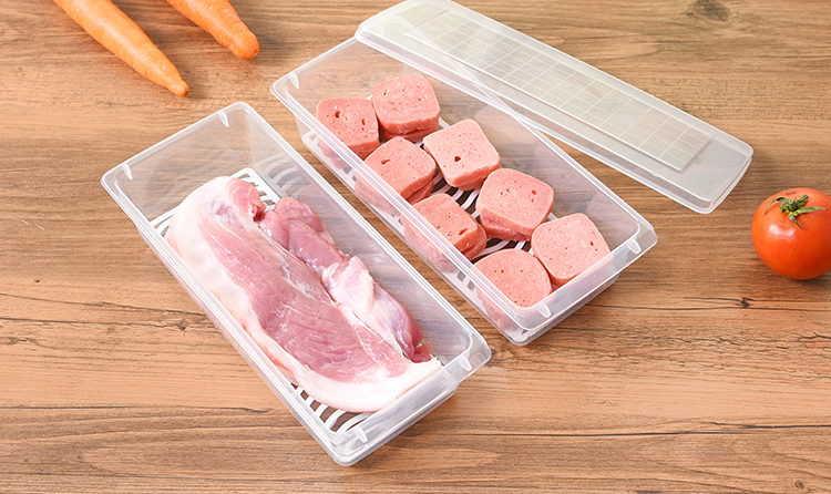 厨房长方形冰箱沥水保鲜盒塑料水果盒子食品密封冷冻收纳盒细节图