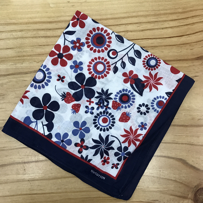 Cotton colored flowers outdoor bandana handkerchief sports sweat absorption scarf square 55CM details Picture