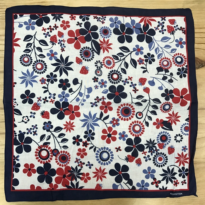 Cotton colored flowers outdoor bandana handkerchief sports sweat absorption scarf square 55CM Specification drawing